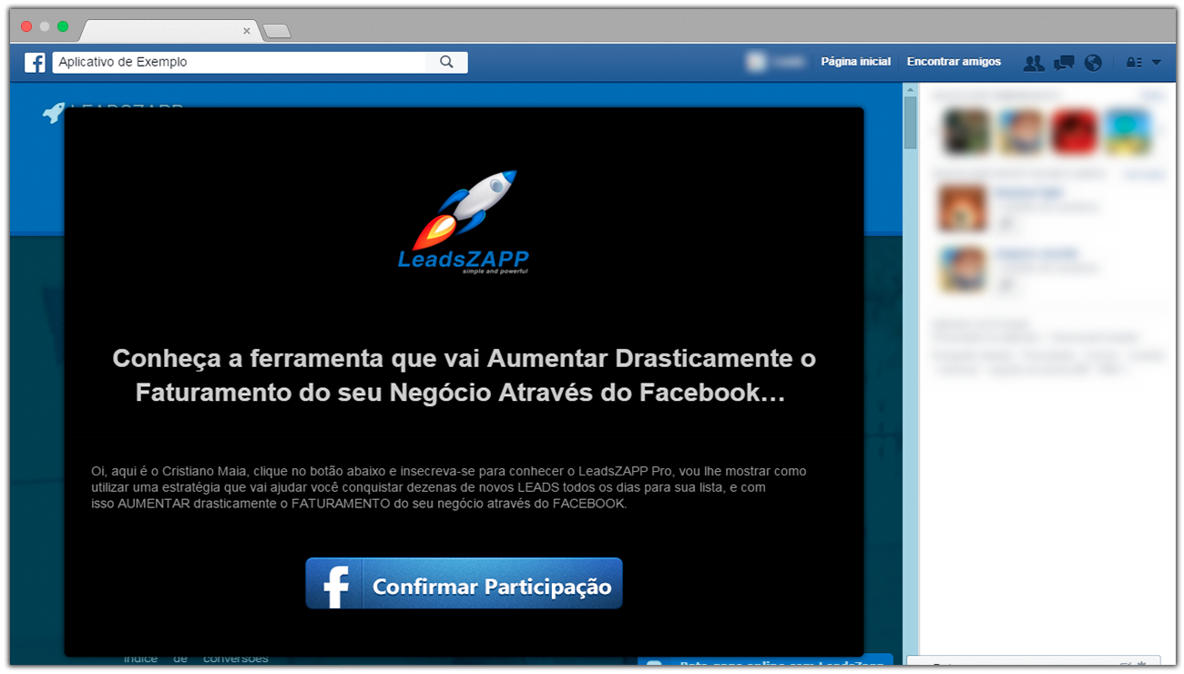 call to action leadszapp pro popup canvas facebook