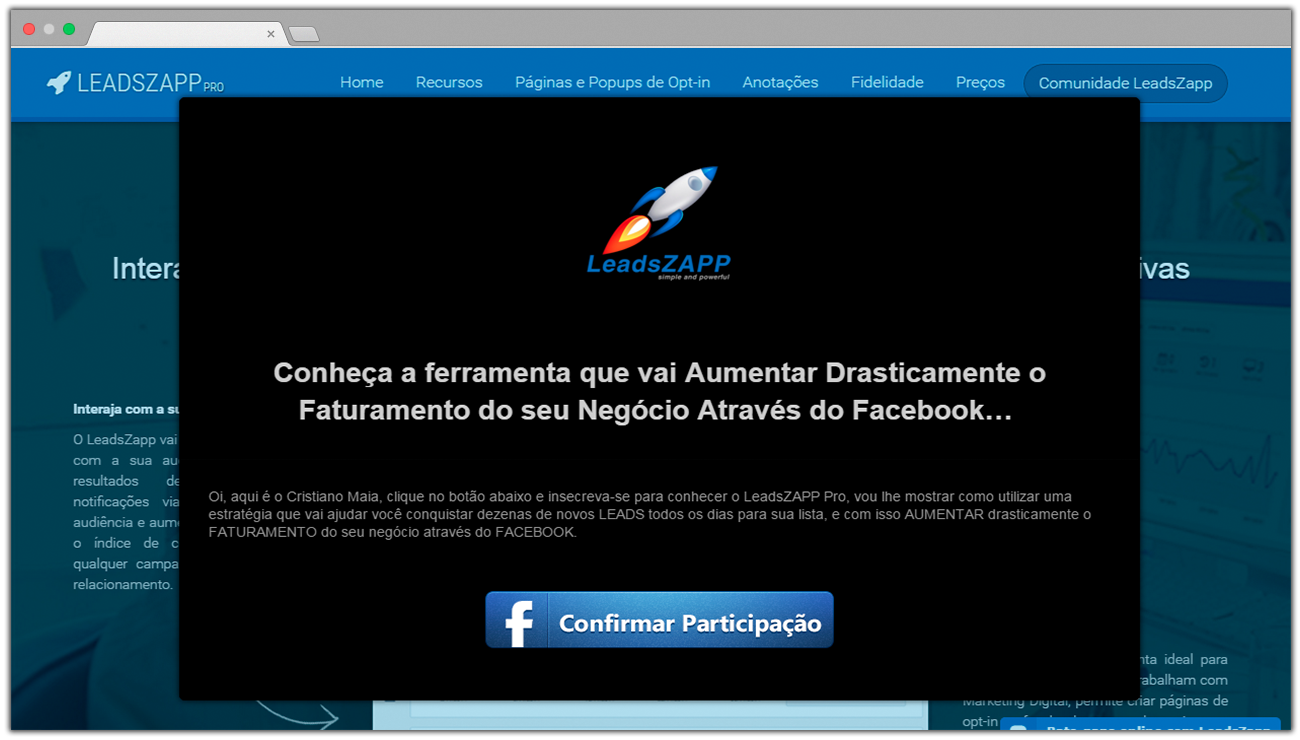 call to action leadszapp pro popup